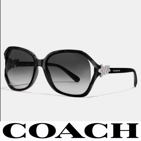 COACH in BLACK w Matte Gold Flower Grey Sunglasses - Picture 1 of 9